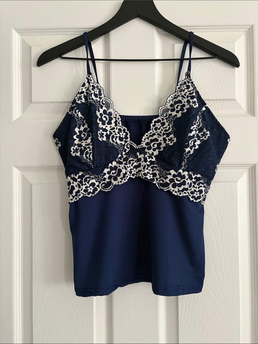 Navy Blue Lace Trim Camisole